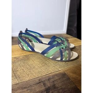 Crocs Isabella Huarache Womens 7 Jelly Multicolor Blue Flat Strappy Sandals